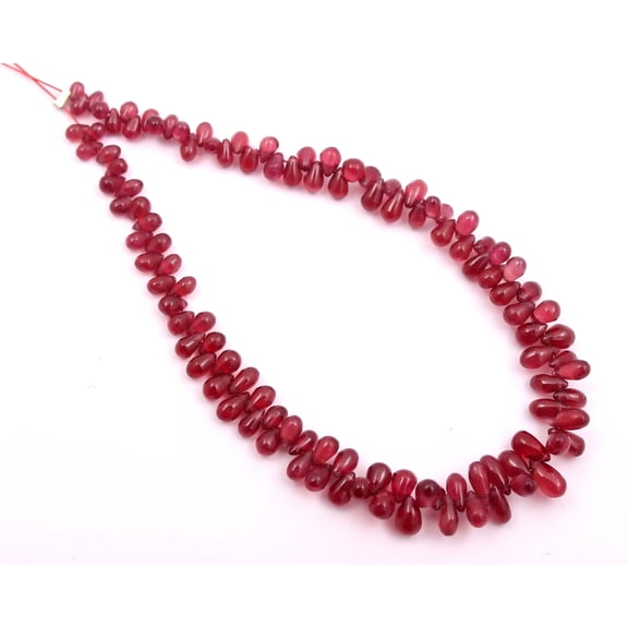 Natural Ruby Smooth Drop Beads, 2.5x3.5-3x7 MM Red Teardrop Precious Gemstone, Bead Jewelry Making.