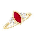 thumbnail image 1 of Rosec Jewels Natural Ruby Promise Ring with Diamond - Vintage Inspired Ring - AAA Quality - Ready to Gift for Valentines, 18K Yellow Gold, US 9.50, 1 of 8