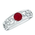 thumbnail image 1 of Rosec Jewels Natural Ruby Engagement Ring for Women - Vintage Inspired Ruby Diamond Ring - AAA Quality - with Jewelry Box, 14K White Gold, US 5.50, 1 of 9