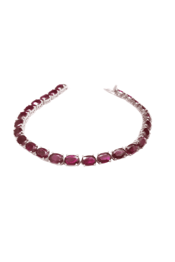 Natural Ruby Tennis Bracelet 5x7 mm oval Sterling Silver Ruby Bracelet Unisex Adults by Juhi Jewels