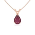 thumbnail image 1 of Natural Ruby V-Bale Solitaire Pear Pendant Necklaces for Women in 18K Rose Gold Vermeil, July Birthstone Jewelry Gifts for Her Birthday, Wedding Anniversary, Mothers Day, Christmas, Valentines, 1 of 7