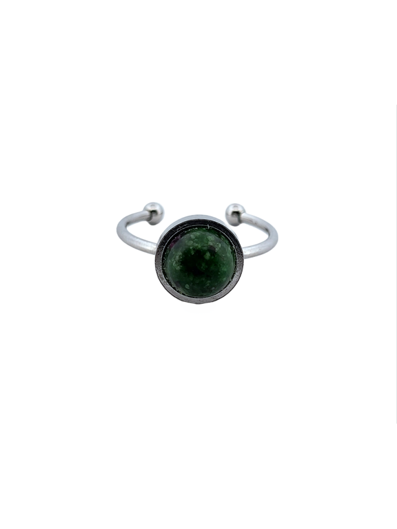 Natural Ruby Ziosite Stainless Steel Adjustable Ring NRZSSAR2