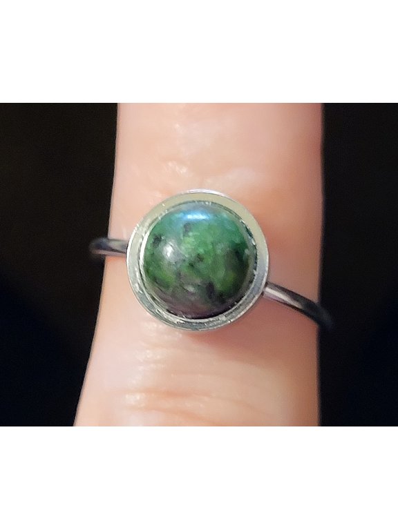 Natural Ruby Ziosite Stainless Steel Adjustable Ring NRZSSAR