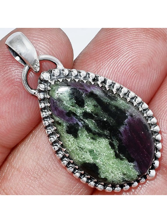 Natural Ruby-Zoisite - Africa 925 Sterling Silver Pendant Jewelry P-1312 SDP152438