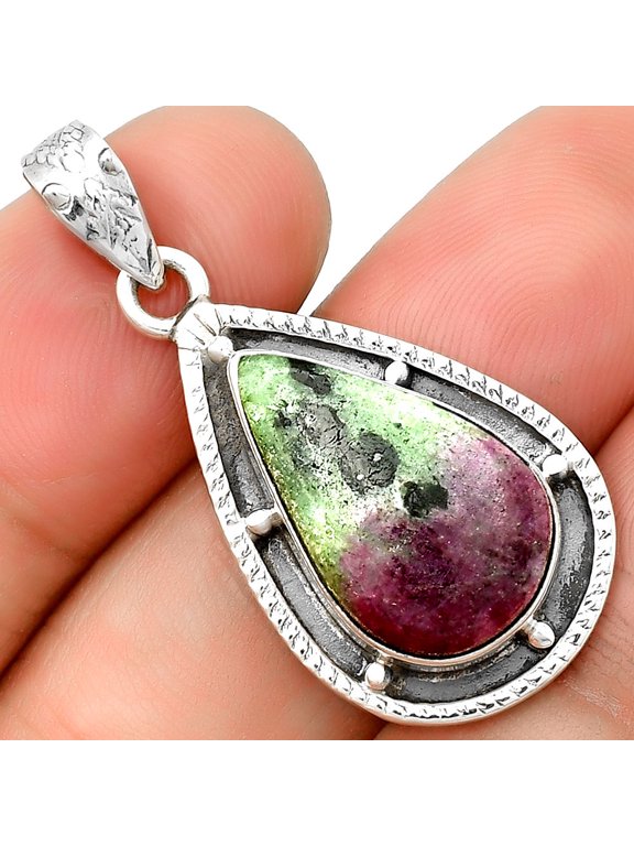 Natural Ruby-Zoisite - Africa 925 Sterling Silver Pendant Jewelry P-1495 SDP132662