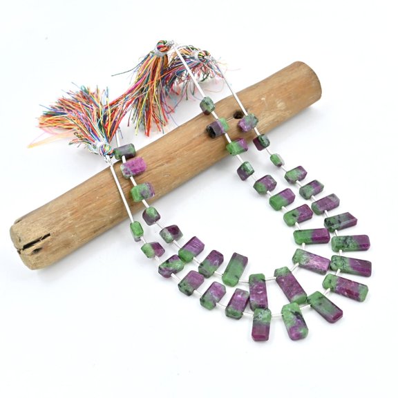 Natural Ruby Zoisite Faceted Nugget, Gemstone Beads 6x9-6x16 MM, Semi-precious Jewelry Making