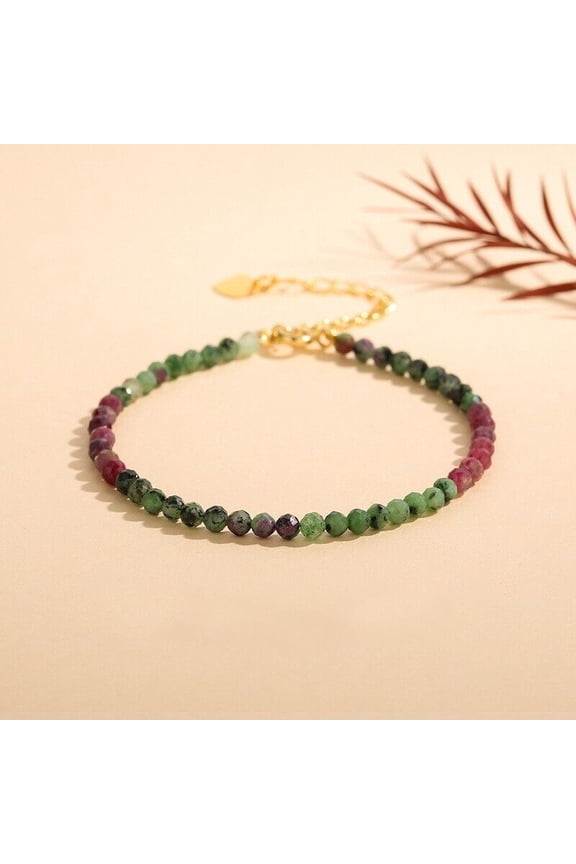 Natural Ruby Zoisite Stone Stone Bracelet Anyolite Gemstone Bracelet Minimalist