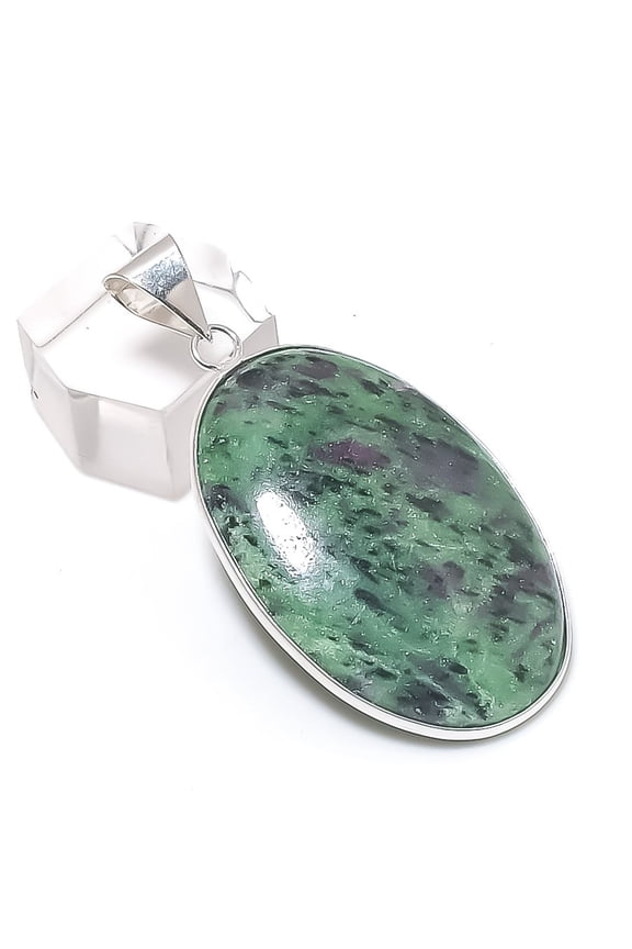 Natural Ruby Zosite Gemstone 925 Sterling Silver Jewelry Pendant 2.01"