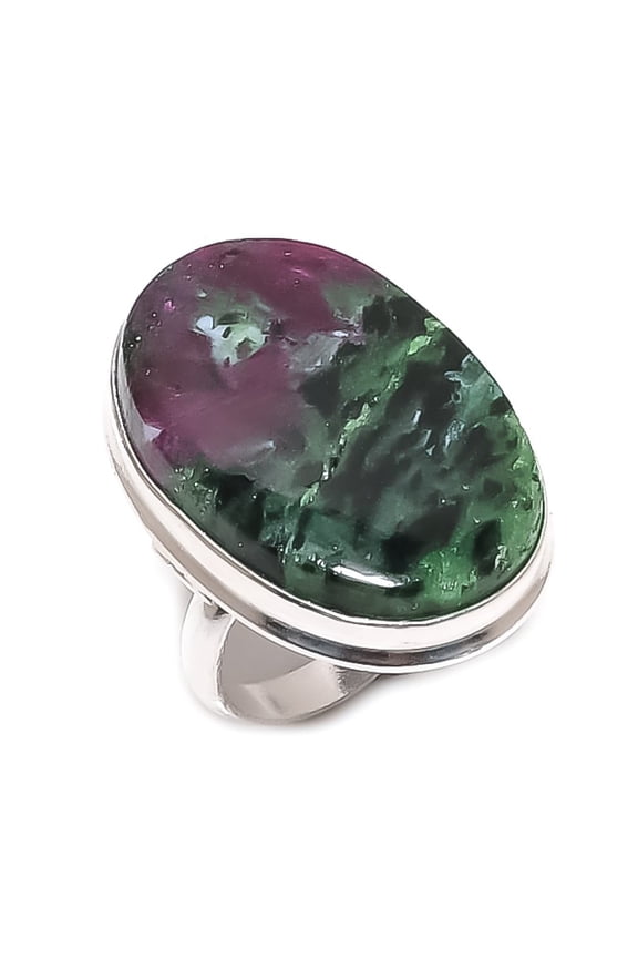 Natural Ruby Zosite Gemstone 925 Sterling Silver Jewelry Ring Size 8