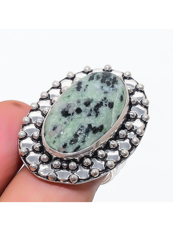 Natural Ruby Zosite Gemstone 925 Sterling Silver Jewelry Ring Size 8