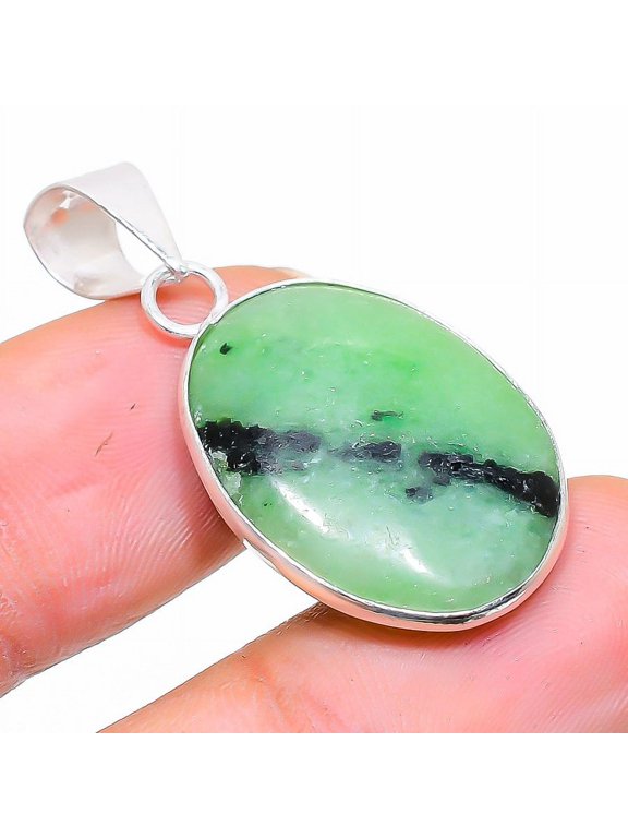 Natural Ruby Zosite Gemstone Handmade 925 Sterling Silver Pendant 1.26"