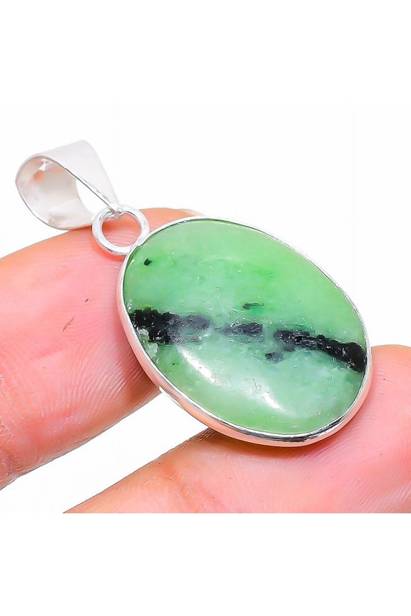 Natural Ruby Zosite Gemstone Handmade 925 Sterling Silver Pendant 1.26"