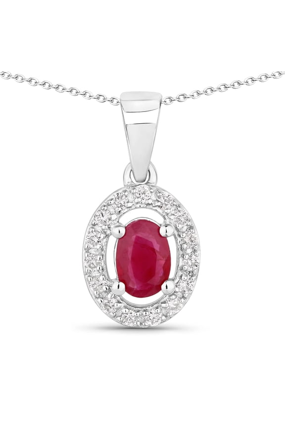 Genuine Ruby Pendant Necklace for Women Sterling Silver Lab Grown Diamond Jewelry Gift