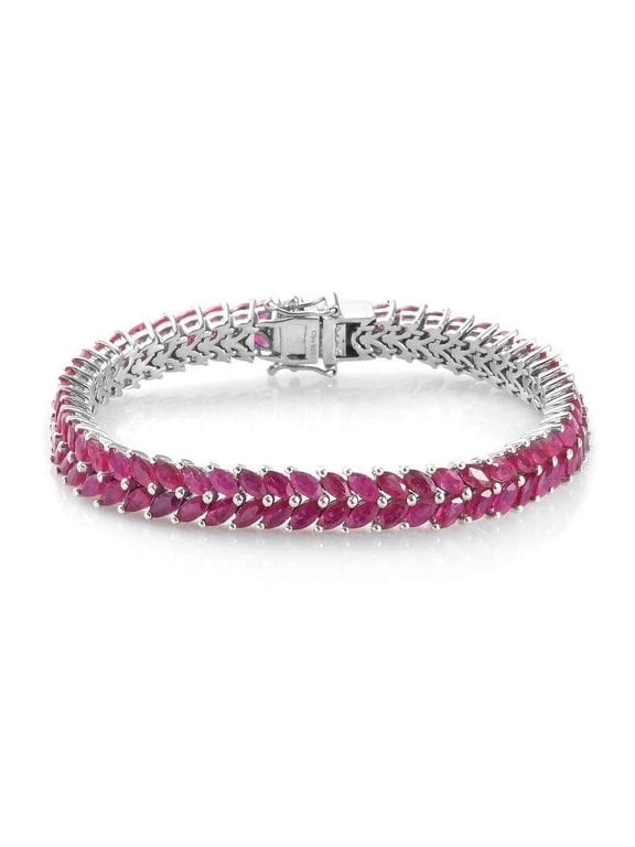 Natural Ruby bracelet, Ruby jewelry, Genuine July Birthstone, Sterling silver, Silver jewelry, Silver bracelet, 925 silver, Bracelet for wedding anniversary, Christmas Gift, Women Bracelet Bangle