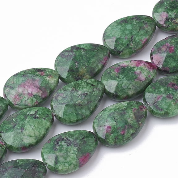 Natural Ruby in Zoisite Beads Strands Faceted Dyed teardrop 18x13x5mm Hole: 1mm about 22pcs/strand 15.5 inch