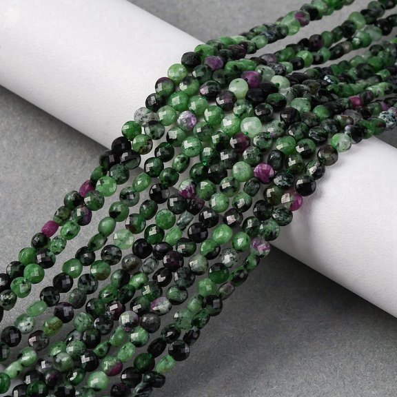 Natural Ruby in Zoisite Beads Strands Faceted Flat Round 3.5-4x2.5mm Hole: 0.7mm 120pcs/strand 15.55 inch(39.5cm)