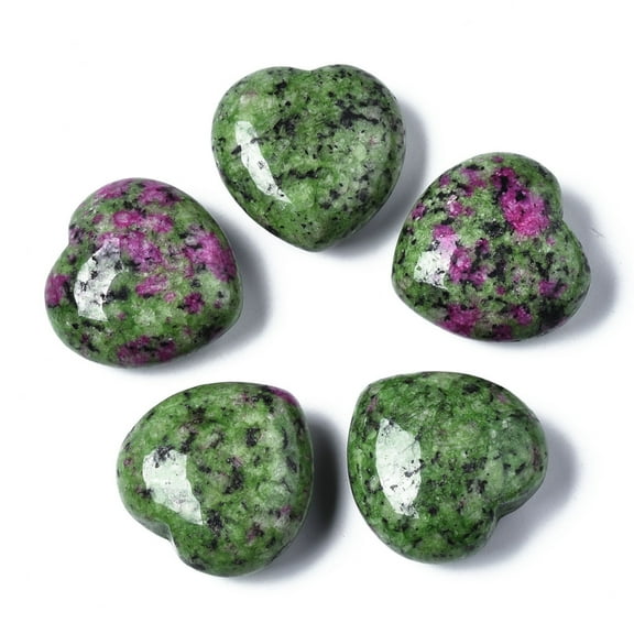Natural Ruby in Zoisite Quartz Healing Stones Heart Love Stones Pocket Palm Stones for Reiki Balancing 29~30x30~31x12~15mm