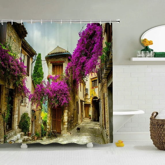 Natural Rural Scenery Bathroom Curtains Forest Trees Shower Curtains 3d Printed Home Decor With 180x240cm Bath Curtains