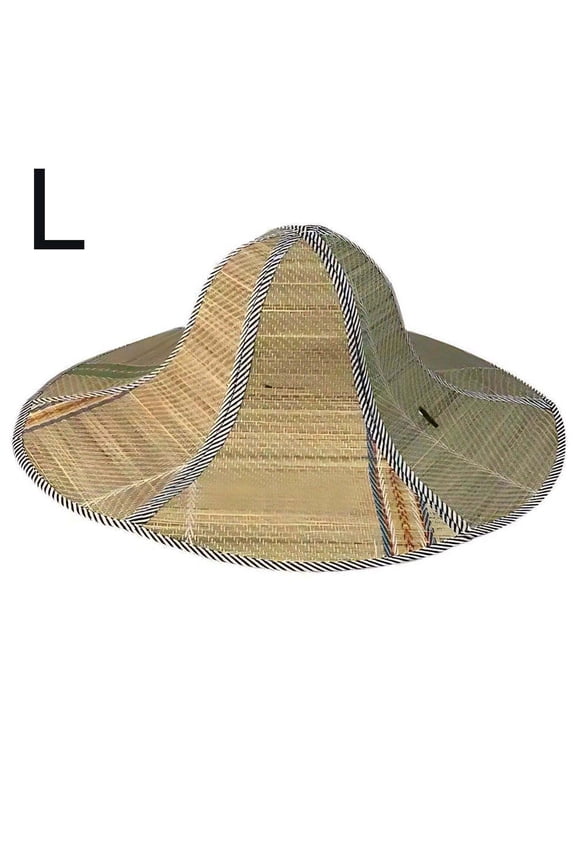 Natural Rush Straw Foldable Sun Hat with Wide Brim, Adjustable Chin Strap, S/L Sizes, 1 Piece