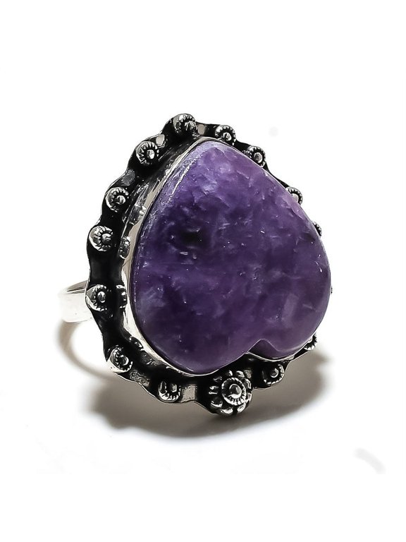 Natural Russian Charoite Gemstone 925 Sterling Silver Gift Ring Size 10