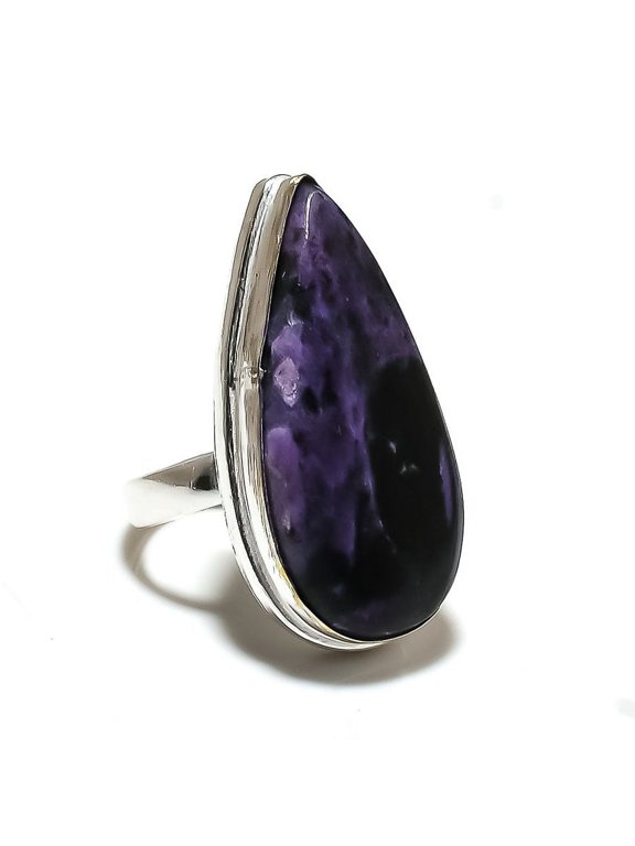 Natural Russian Charoite Gemstone 925 Sterling Silver Gift Ring Size 7
