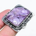 thumbnail image 1 of Natural Russian Charoite Gemstone 925 Sterling Silver Gift Ring Size 9, 1 of 2