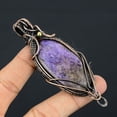 thumbnail image 1 of Natural Russian Charoite Gemstone Copper Wire Wrap Pendant Gift 2.25", 1 of 4