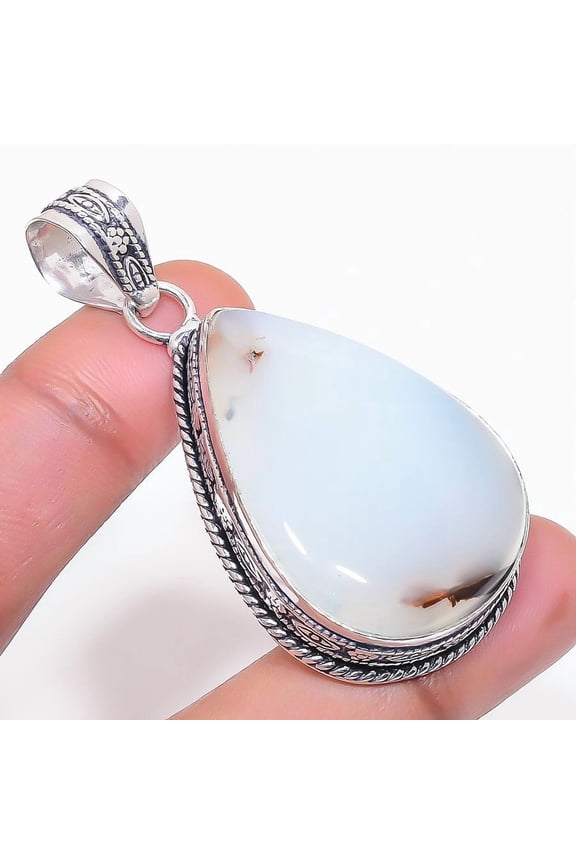 Natural Russian Dendritic 925 Sterling Silver Jewelry Pendant 2.09"