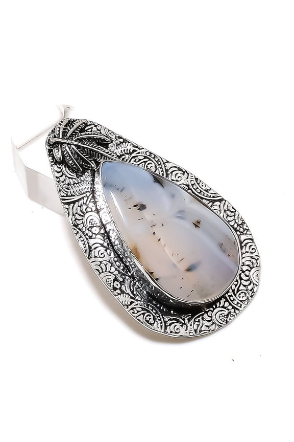 Natural Russian Dendritic 925 Sterling Silver Jewelry Pendant 2.29"