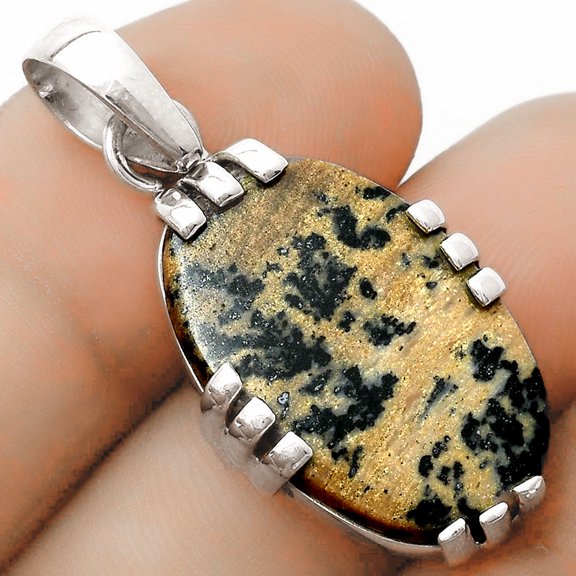 Natural Russian Honey Dendrite Opal 925 Sterling Silver Pendant Jewelry P-1564 SDP121117