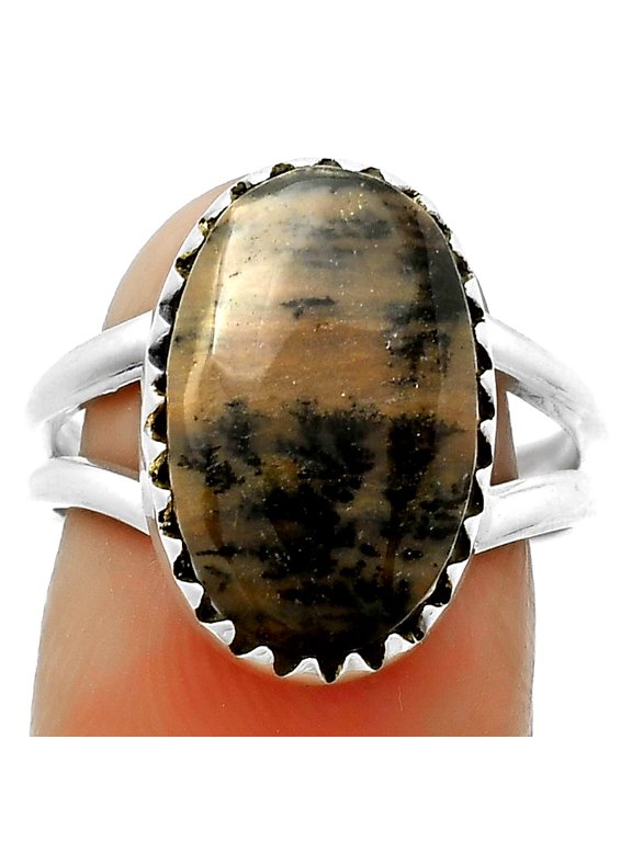 Natural Russian Honey Dendrite Opal 925 Sterling Silver Ring s.8 Jewelry R-1210 SDR172361