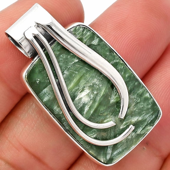 Natural Russian Seraphinite 925 Sterling Silver Pendant Jewelry P-1252 SDP147280