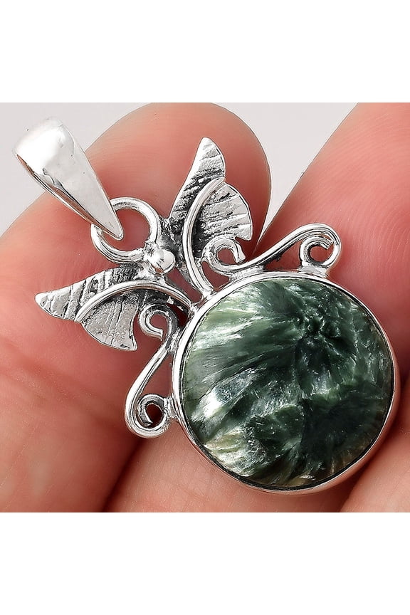 Natural Russian Seraphinite 925 Sterling Silver Pendant Jewelry P-1547 SDP154714