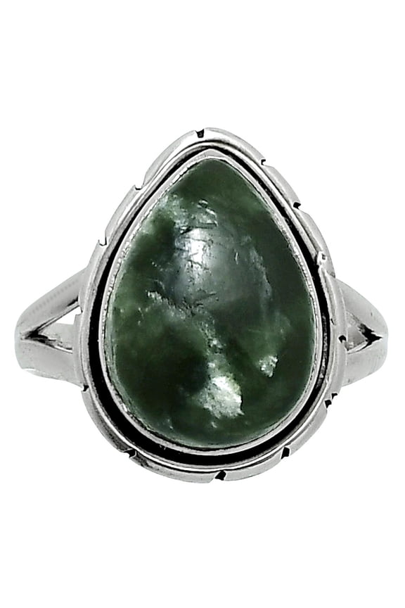 Natural Russian Seraphinite 925 Sterling Silver Ring s.6 Jewelry R-1012 SDR248345