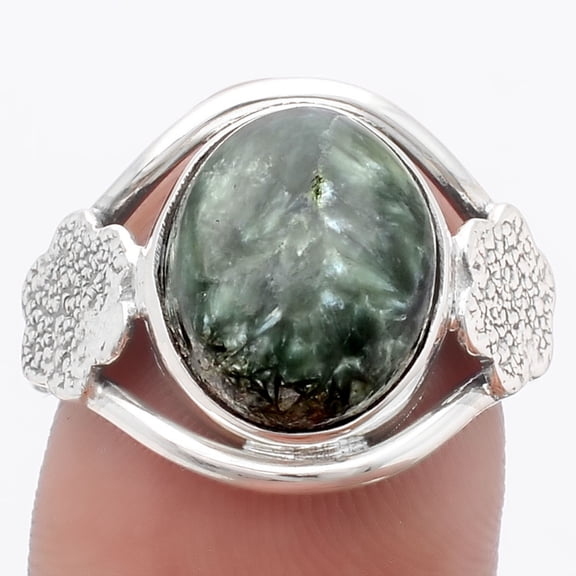 Natural Russian Seraphinite 925 Sterling Silver Ring s.7 Jewelry R-1497 SDR245763
