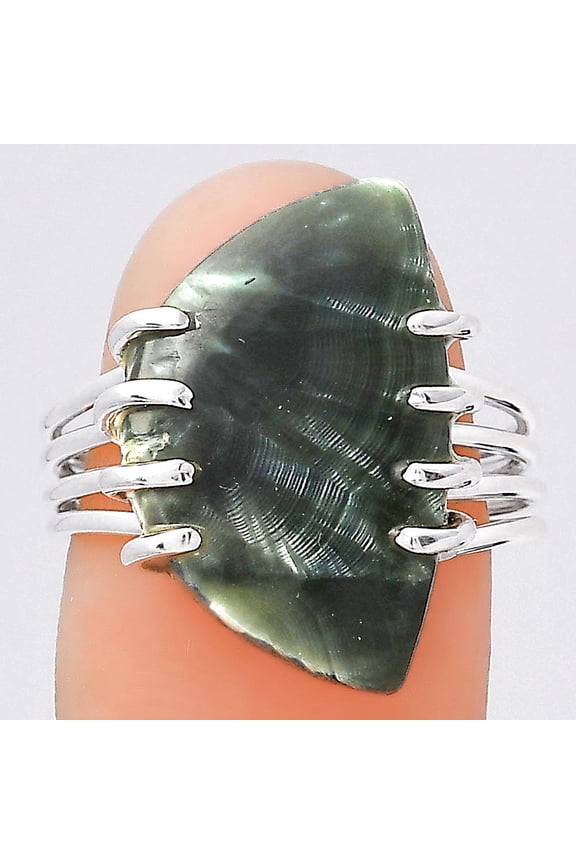 Natural Russian Seraphinite 925 Sterling Silver Ring s.8 Jewelry R-1259 SDR246317