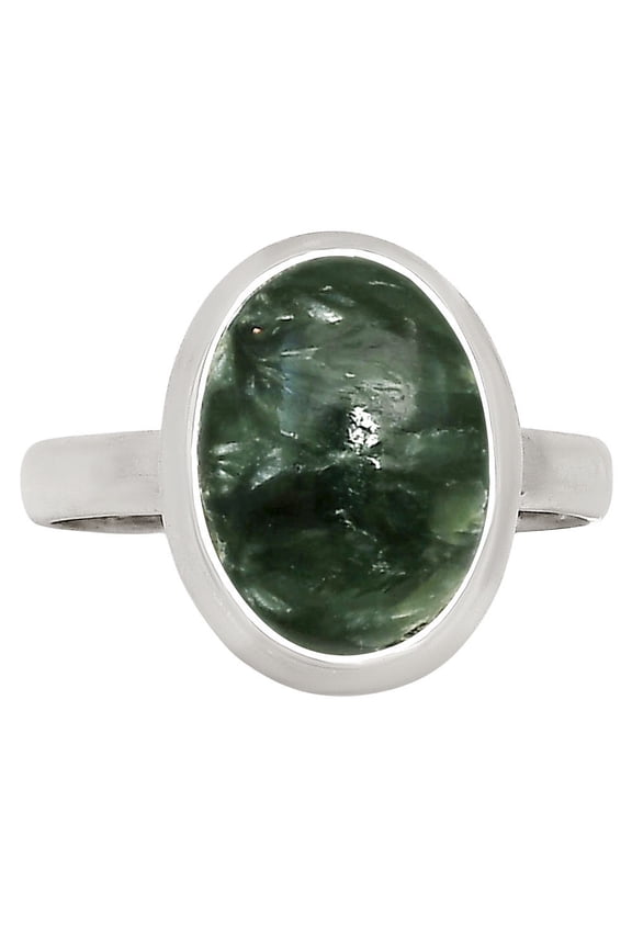 Natural Russian Seraphinite 925 Sterling Silver Ring s.9 Jewelry R-1007 SDR250350