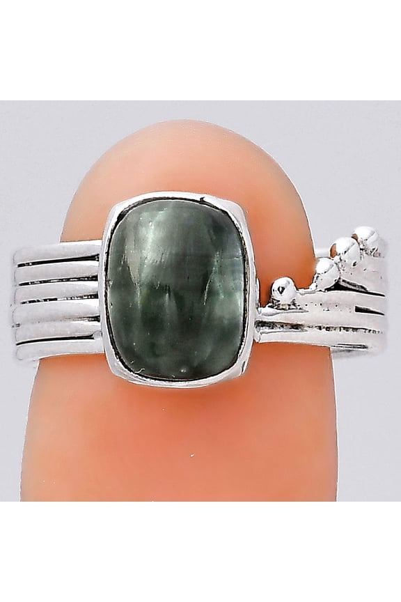 Natural Russian Seraphinite 925 Sterling Silver Ring s.9 Jewelry R-1492 SDR246268