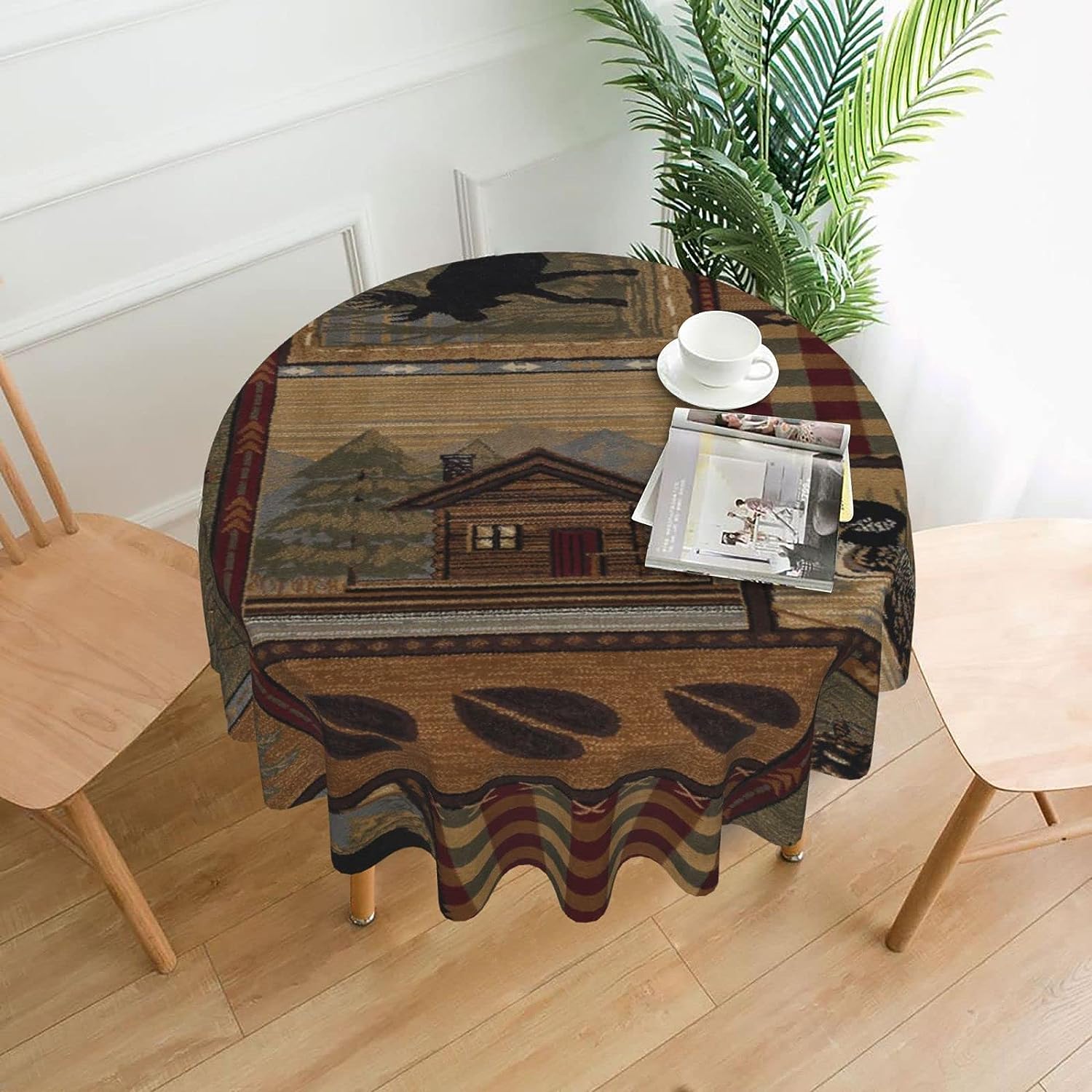 Natural Rustic Cabin Wild Lodge Check Plaid Pattern Polyester