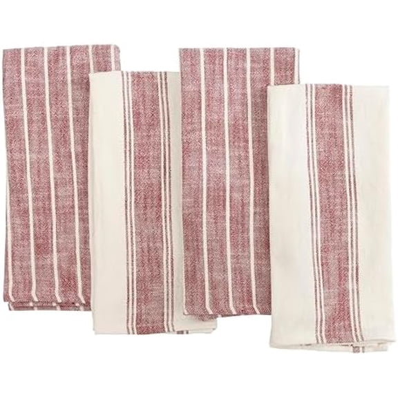 Natural Rustic Farmhouse Slubbed Kitchen Towel | 100% Cotton Dish Towel, 18 x 28 Inches | Soft and Absorbent (Wine, 18 x 28-4 Pack)