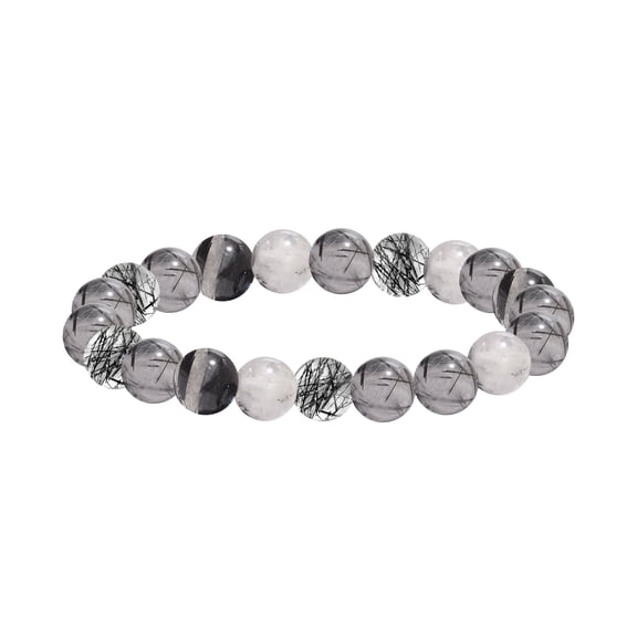 Natural Rutilated Quartz Round Shape 8mm Bead Stretch Bracelet for Women & Men – Handmade Healing Crystal Bracelet