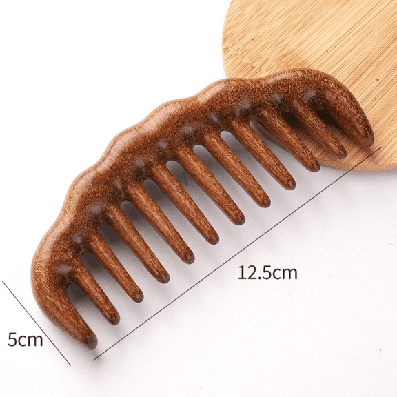 Natural Sandalwood Hair Comb Wide Tooth Detangling Hair Brush Women Wooden Detangle Combs Anti-Static Scalp Massager Hair Care