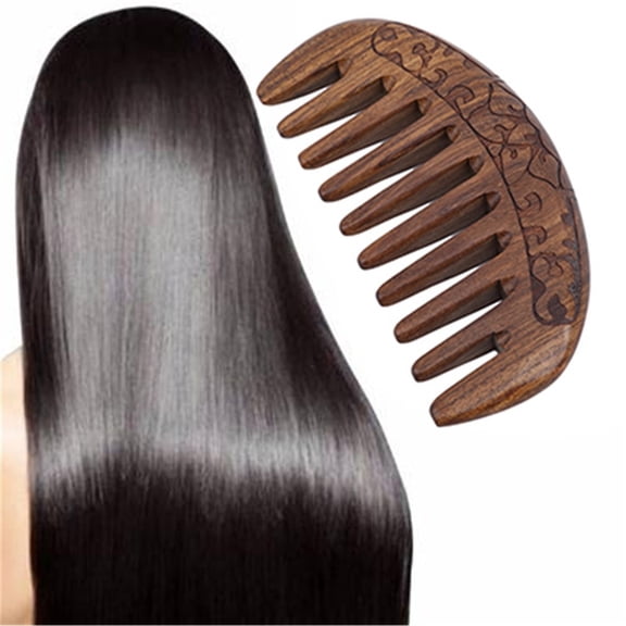 Natural Sandalwood Hair Comb Wide Tooth Detangling Hair Brush Women Wooden Detangle Combs Anti-Static Scalp Massager Hair Care