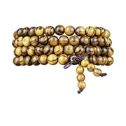 Natural Sandalwood Mala Beads Buddhist Prayer Bracelet Link Wrist Necklace for Unisex Elastic Chain Beads 108 8mm Prayer Meditation Necklace