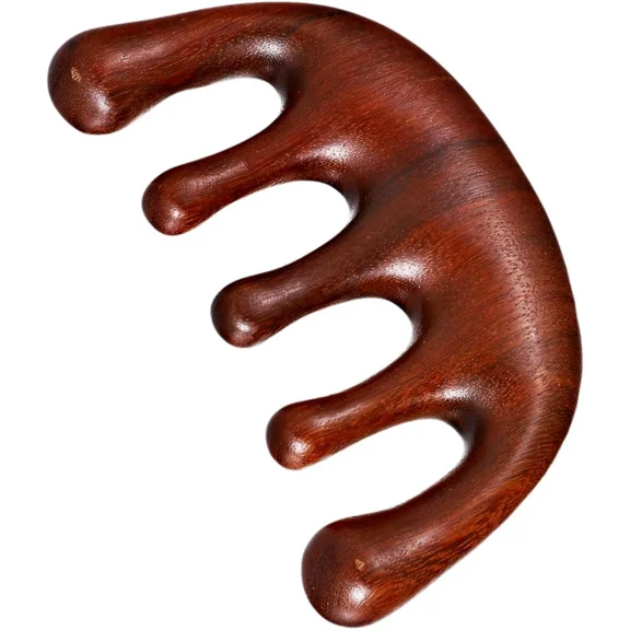Natural Sandalwood Scalp Massager Wide Tooth Loc Comb for Head Meridian Massage and Stress Relief Wooden Detangling Hair Brush for Men and Women