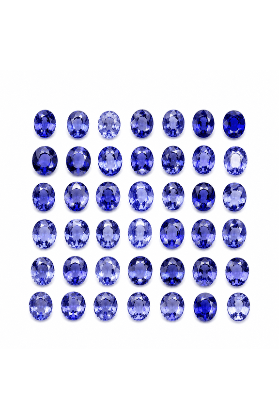 Gemsgrowth Natural Blue Sapphire 7x5 mm Oval Cut Certified Jewelry Grade Loose Gemstone 12 Pcs Lot Genuine Blue Sapphire for Jewelry Making & Earrings