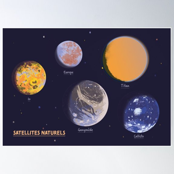 Natural Satellites Poster Wall Art, Modern Wall Decor For Living Room Bedroom, 16x24 UNFRAMED
