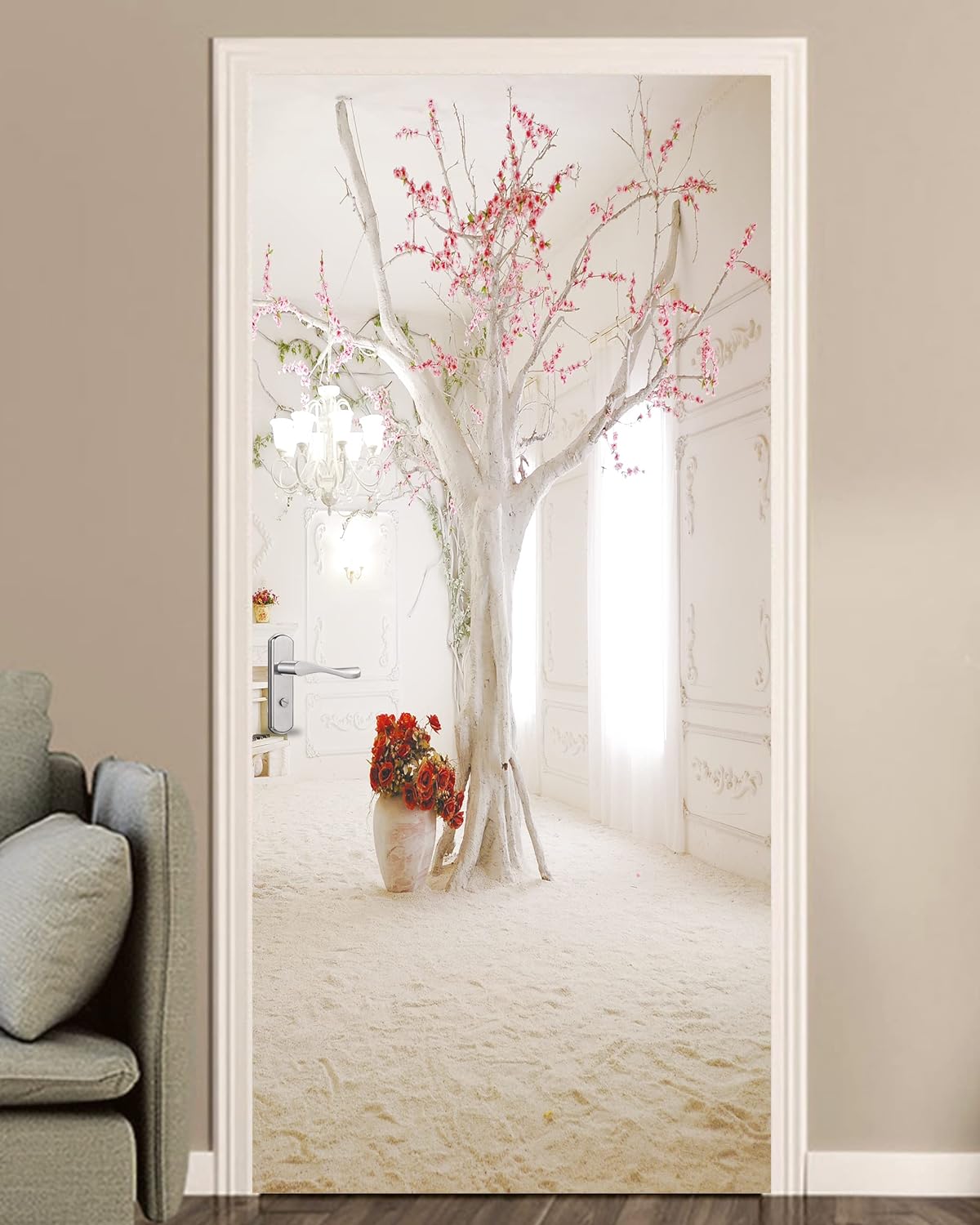 Secenery Sticker Background Natural Scenery Door Stickers Home ration Seaside Beach Door Sticker ...