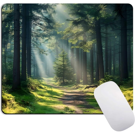 Natural Scenery Forest Mouse Pads for Desk, Square Waterproof Mousepad for Office Laptop, Non-Slip Rubber Gaming Pad Personalized Pad Desk Accessories Computer Mouse Pad