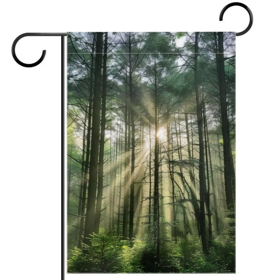 Natural Scenery Forest Trees Double Sided Garden Flag Decorative Weather Resistant Yard Flag, Large DIY Vertical Flag for Farmhouse Patio Lawn, 28x40 Inch